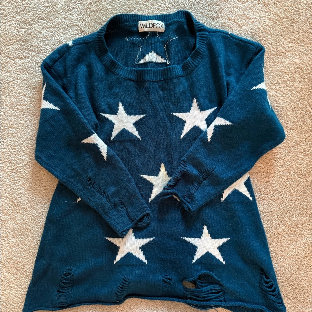 Wildfox Women’s Seeing Stars Blue Sweater